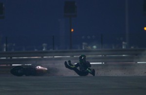 Espargaro selected neutral accidentally causing him to run off track and crash. 