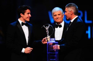 Marc Marquez, Giacomo Agostini and Mick Doohan all at the 2014 Laurens Awards in Malaysia. 