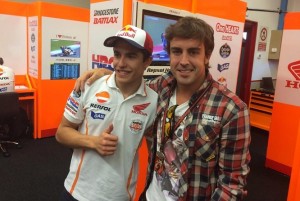 Marc Marquez caught up with Fernando Alonso in Mugello before Marquez went on to win his sixth straight Grand Prix.